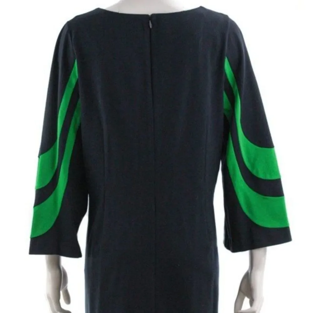 MICHAEL MICHAEL KORS Navy & Green Long Sleeve Dress Size 1X - Picture 4 of 6